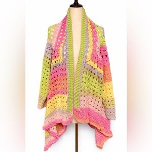 Crochet granny square Easter color sweater- pinks, pastel. S-XL